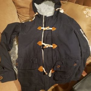 Zara blue toggle coat with hood